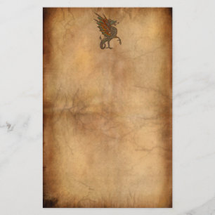 Vintager Drache auf dem Pergament-Effekt Briefpapier
