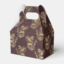 Vintager Drache aus Burgund und Gold Geschenkschachtel