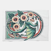 Vintager Drache Geschirrtuch (Horizontal)