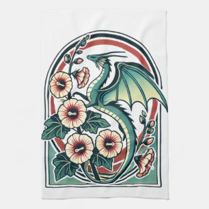 Vintager Drache Geschirrtuch