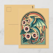 Vintager Drache Postkarte (Vorne/Hinten)