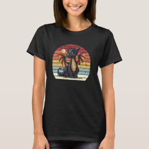 Vintager Drache und Mond Mittelalterliche Fantasie T-Shirt
