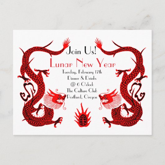 Vintager Drachenurlaub Rot und Schwarz Postkarte (Vorderseite)