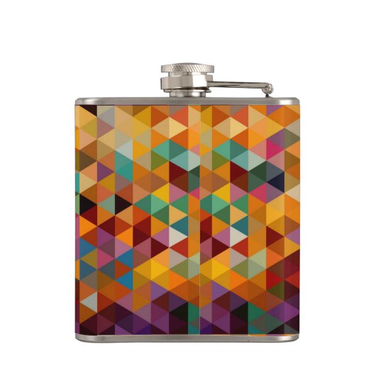 Vintager Dreieck-Muster-Hintergrund Flachmann (Rückseite)