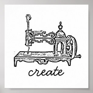Vintager Druck der Nähmaschine Poster