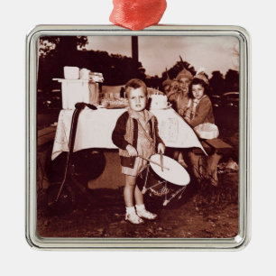 Vintager Drummer Boy c 1930s Ornament Aus Metall