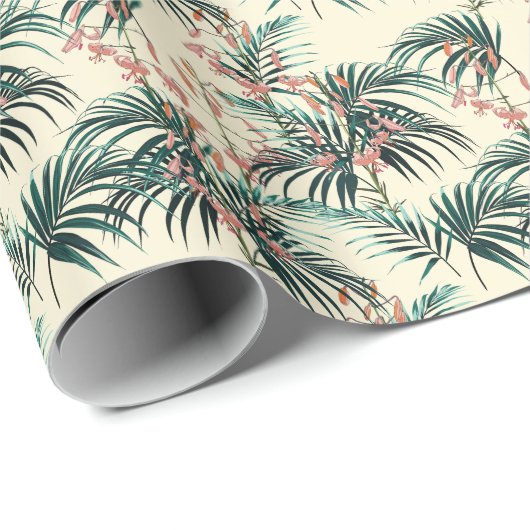 Vintager Dschungel: Dunkelgrün, Orangerlilie. Geschenkpapier (Rolleneckpunkt)