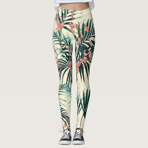 Vintager Dschungel: Dunkelgrün, Orangerlilie. Leggings
