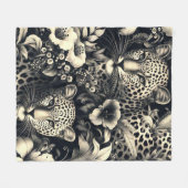 Vintager Dschungel Jaguar Fleecedecke (Vorderseite (Horizontal))