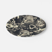 Vintager Dschungel Jaguar Pappteller (Schrägansicht)