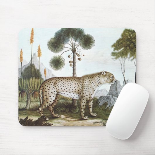 Vintager Dschungelcheetah Tropenbuch Glattleder Mousepad (Mit Mouse)