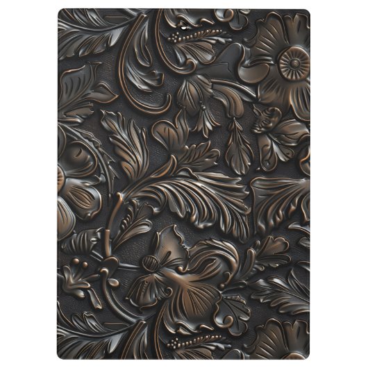 Vintager, dunkelbraun gearbeitete Ledermonogrammna Klemmbrett (Rückseite)