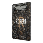 Vintager, dunkelbraun gearbeitete Ledermonogrammna Mini Klemmbrett (Gewinkelt2)