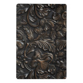 Vintager, dunkelbraun gearbeitete Ledermonogrammna Mini Klemmbrett (Rückseite)