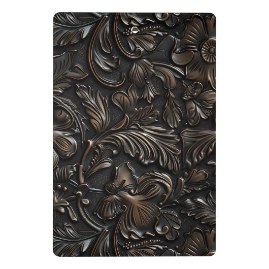 Vintager, dunkelbraun gearbeitete Ledermonogrammna Mini Klemmbrett (Rückseite)