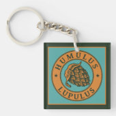 Vintager dunkelgrüner Orangenbraun-Hop Bierbraun Schlüsselanhänger (Vorderseite)