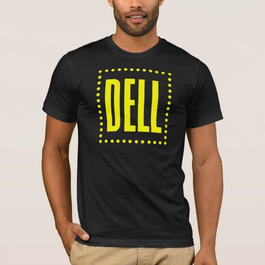 Vintager dunkler Dell Logo-T - Shirt (gelbes Logo) (Vorderseite)