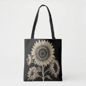 Vintager dunkler Stil Schwarz-weiße Sonnenblume Bo Tasche (Vorderseite)