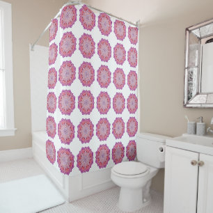 Vintager Duschvorhang aus Boho pink Mandala