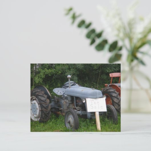 Vintager Dusky Blue Traktor Postkarte (Stehend Vorderseite)