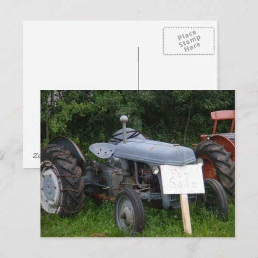 Vintager Dusky Blue Traktor Postkarte (Vorne/Hinten)