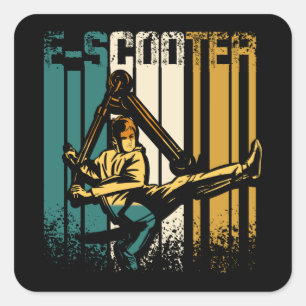 Vintager E-Roller Quadratischer Aufkleber