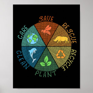 Vintager Earth Day Rette Bienen Rescue Animals Rec Poster