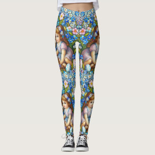 VINTAGER EATER BUNNY UND MÄDCHEN ~ Leggings