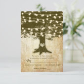Vintager Eichenbaum Rustikale String Lights Hochze RSVP Karte (Stehend Vorderseite)