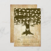 Vintager Eichenbaum Rustikale String Lights Hochze RSVP Karte (Vorne/Hinten)