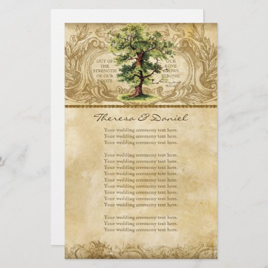 Vintager Eichenbaum Swirl Etchings (Vorne/Hinten)