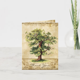 Vintager Eichenbaum Swirl Etchings Dankeskarte