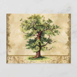 Vintager Eichenbaum Swirl Etchings RSVP Karte
