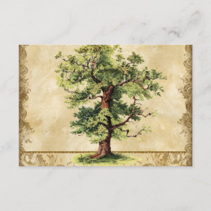 Vintager Eichenbaum Swirl Etchings RSVP Karte
