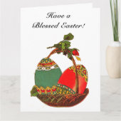Vintager Eierkörbchen Ostern Malerei Karte (Vorderseite)