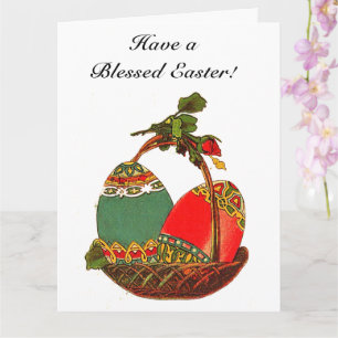 Vintager Eierkörbchen Ostern Malerei Karte