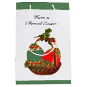 Vintager Eierkörbchen Ostern Malerei Mittlere Geschenktüte (Vorderseite)