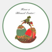 Vintager Eierkörbchen Ostern Malerei Runder Aufkleber (Vorderseite)