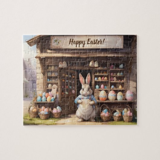 Vintager Eiermarkt und Osterhase Puzzle (Horizontal)