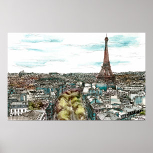 Vintager Eiffel Turm der Bestimmungsort-  in Poster