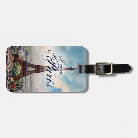 Vintager Eiffel-Turm Gepäckanhänger (Vorderseite horizontal)