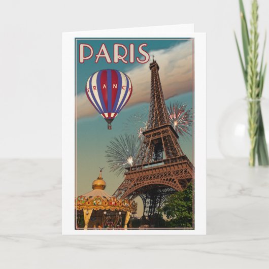 Vintager Eiffel-Turm Karte (Vorderseite)