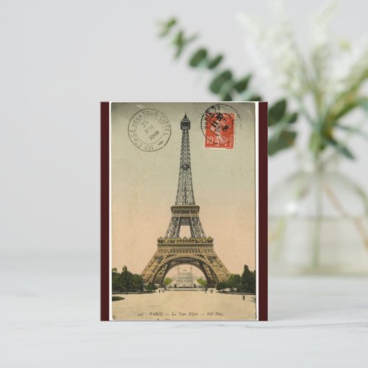 Vintager Eiffel-Turm Postkarte (Stehend Vorderseite)