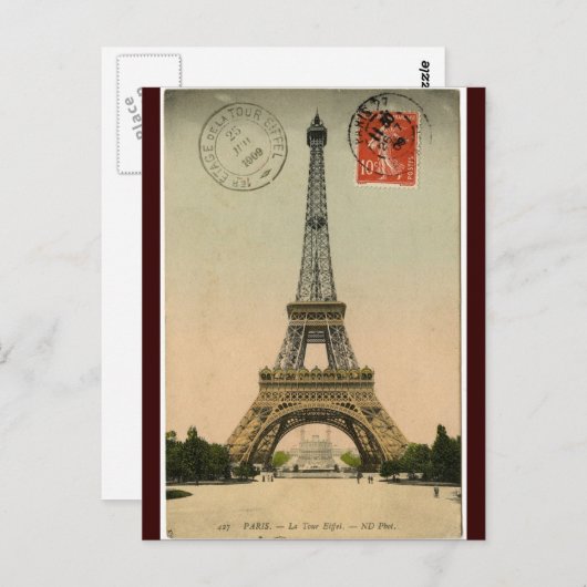 Vintager Eiffel-Turm Postkarte (Vorne/Hinten)