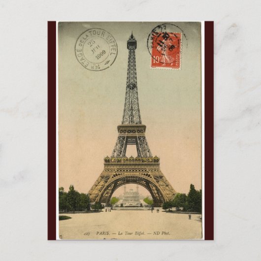 Vintager Eiffel-Turm Postkarte (Vorderseite)