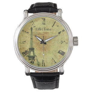 Vintager Eiffel-Turm verblaßte römische Ziffern Armbanduhr