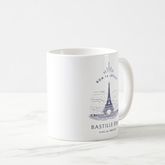 Vintager Eiffelturm Bastille Kaffeetasse (VorderseiteRechts)