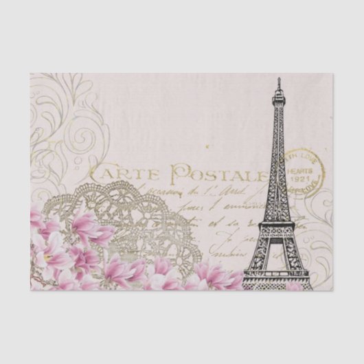 Vintager Eiffelturm Blume Paris Decoupage Seidenpapier (Vorderseite)