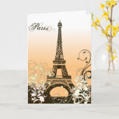 Vintager Eiffelturm der Pariser Grußkarte Karte (Gelbe Blume)