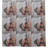 Vintager Eiffelturm der Zeitung Paris Duschvorhang (Vorderseite)